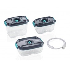 Leifheit Vacuum food storage container set.sizes 500 ml, 800 ml and 1400 ml as well as a hose with an adapter suitable for all Leifheit vacuum sealers
